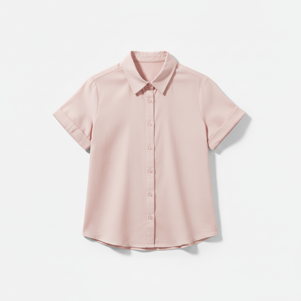 Short Sleeve Button-Down Shirt - Pink