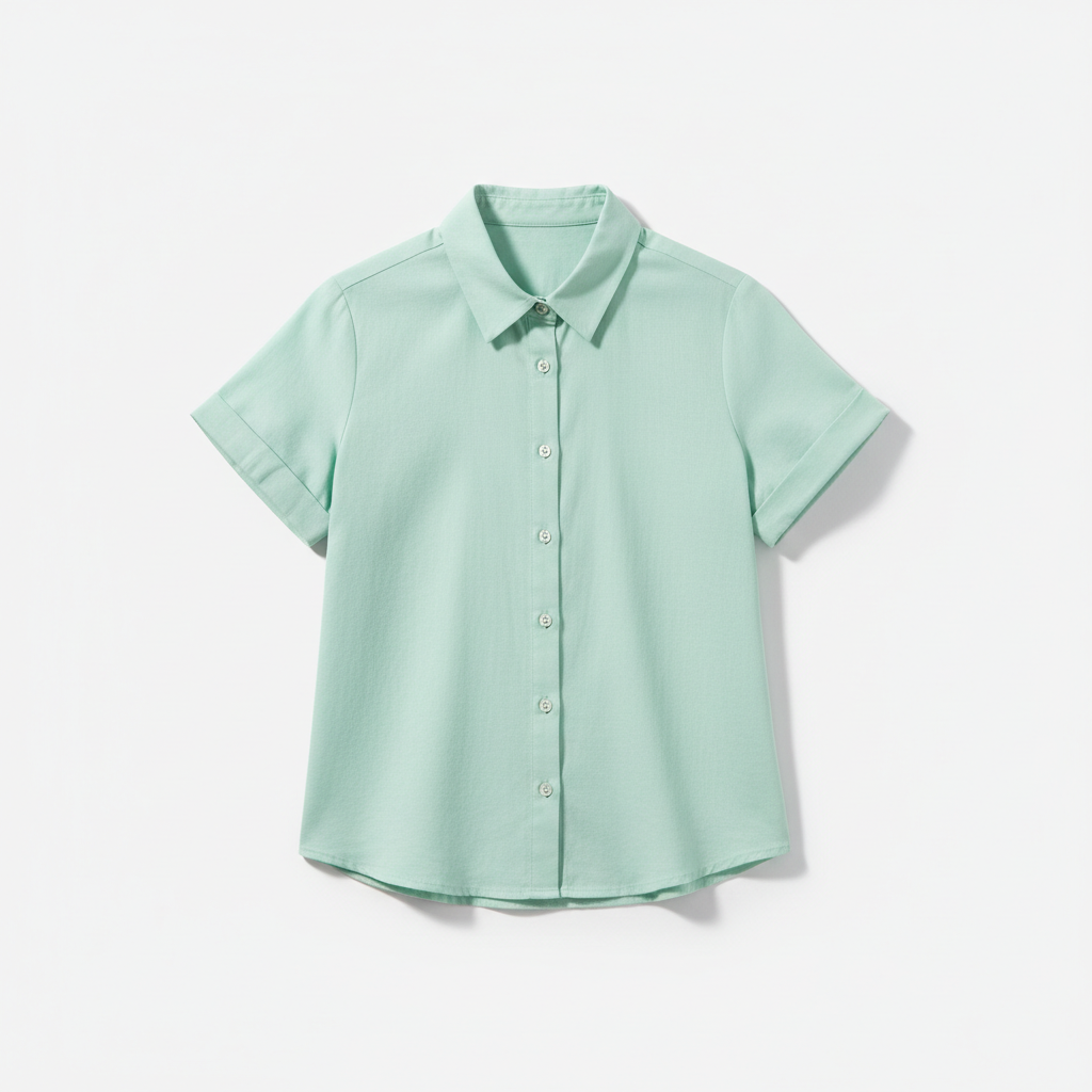 Short Sleeve Button-Down Shirt - Mint Green