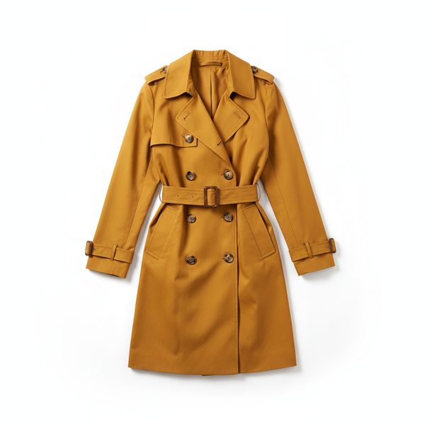 Double-Breasted Belted Trench Coat